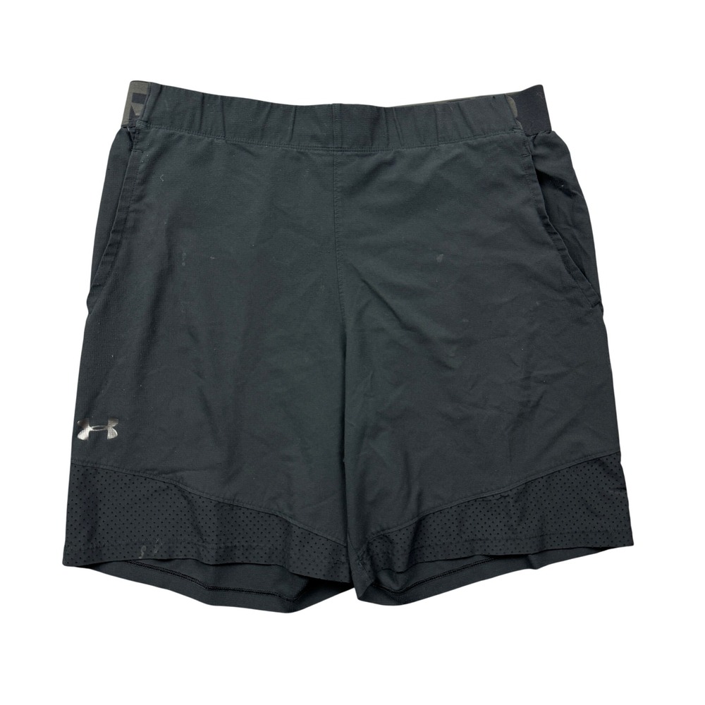 Under Armour Mens XL HeatGear Fitted Athletic Shorts Black Active 8" Sportswear